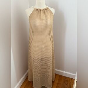 Haute Hippie NWOT | Tan Knit Dress Beach Sheer Robe size small seashell detail
